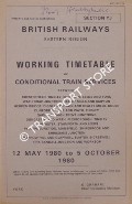 Book cover of Working Timetable of Conditional Trains - Section YJ - Chesterfield, Tinsley, Sheffield, Leeds, York; Wath, Healey Mills, Skipton; Hebden Bridge; Doncaster; Stainforth; Mansfield; Shirebrook; Barrow Hill - 12 May to 5 Oct 1980 by British Railways Eastern Region